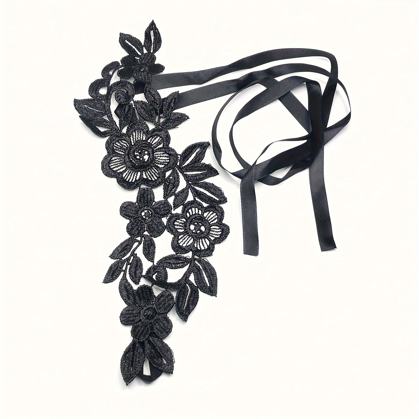 2pc Floral Lace Embroidery Anklet & Toe Ring Set for Women